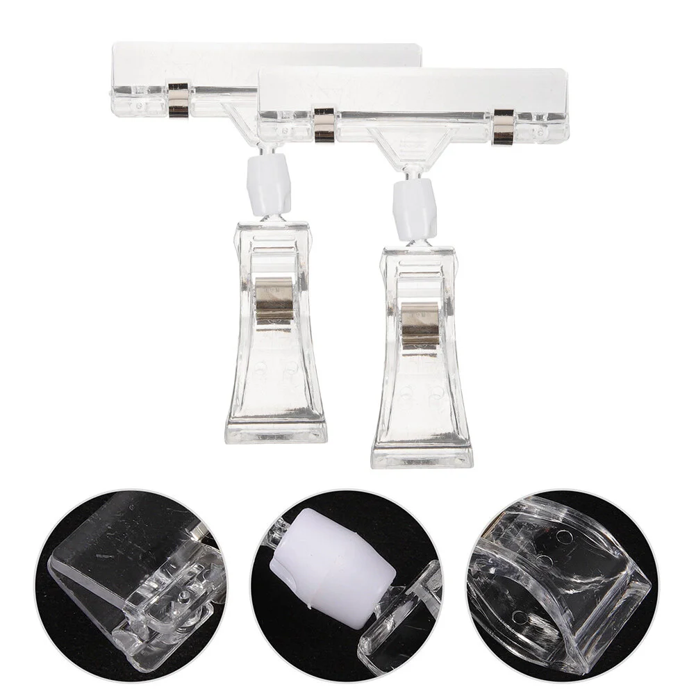 

Mini Clip Merchandise Sign Display Desktop Decoration Plastic Holder Signage Stand