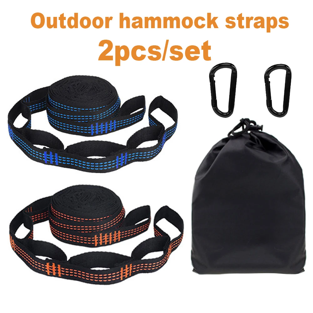 

2 Pack Outdoor Hammock Straps Set 5 Rings High Load Bearing Thorny Non-Stretch Heavy Duty Camping Hammock Straps