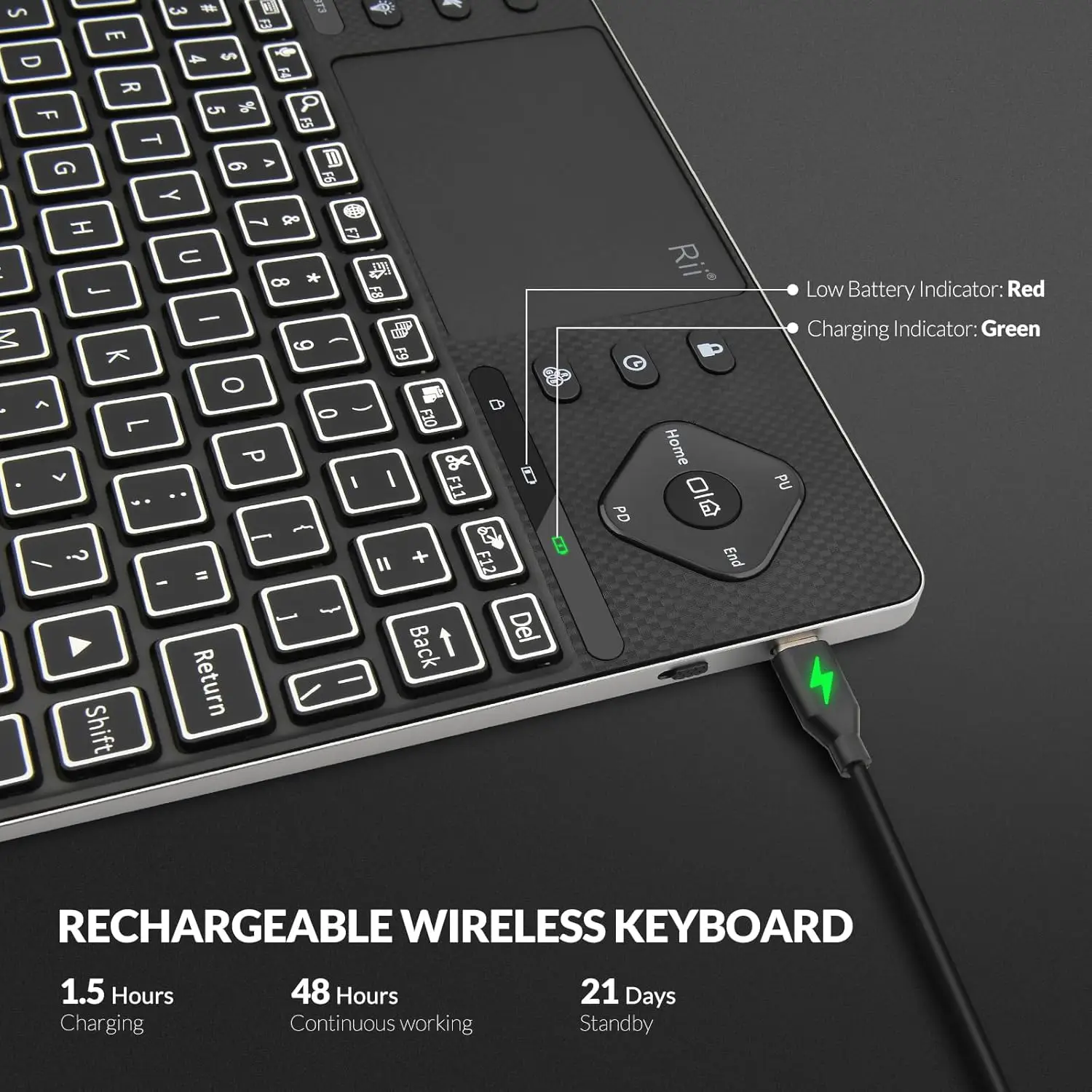 Беспроводная клавиатура Rii K16 Bluetooth с сенсорной панелью компактный дизайн