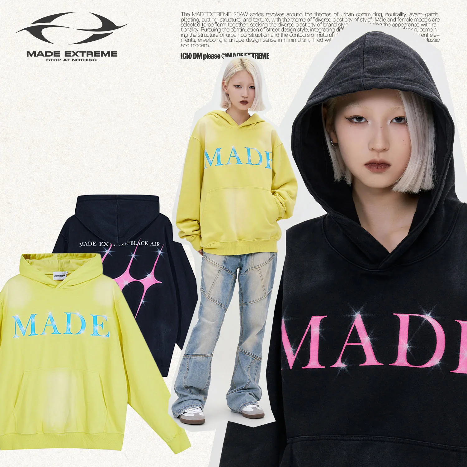 

MADE EXTREME Fantasy Letter Hoodies for Men Women #W202325