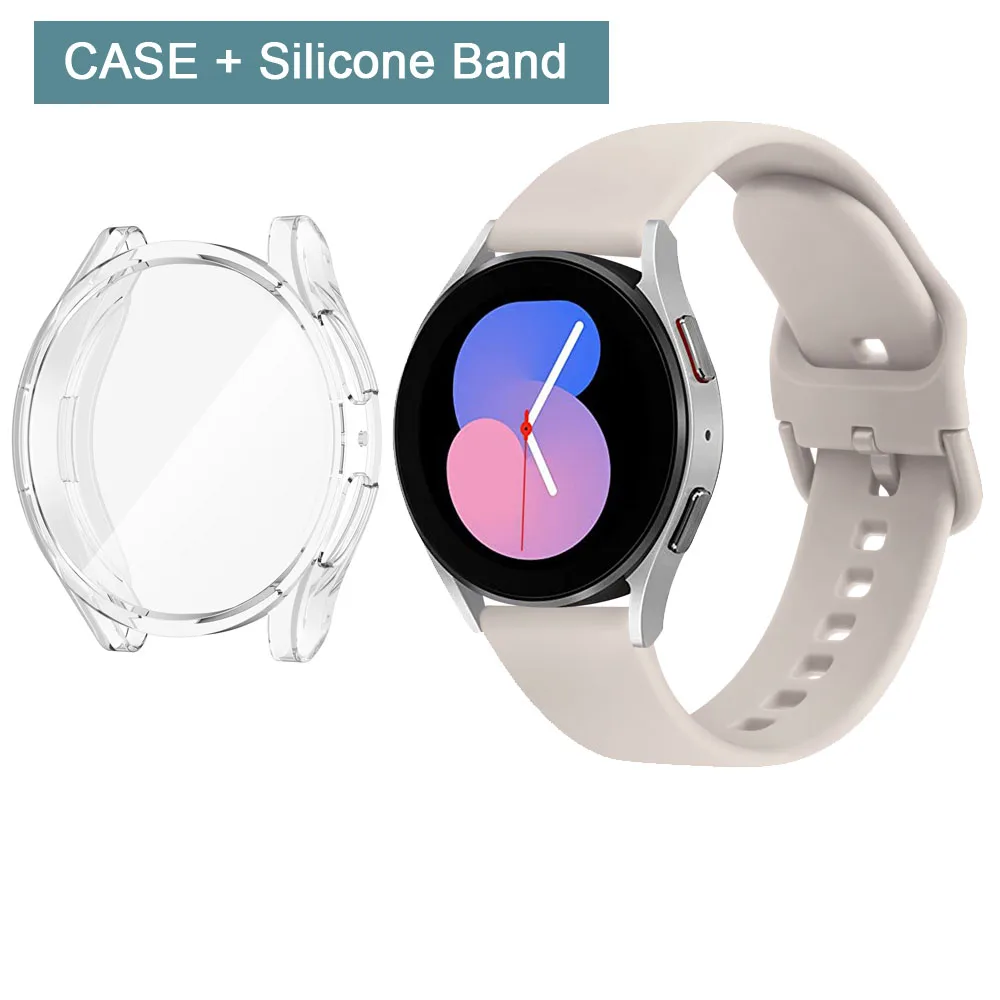 

TPU Case+Silicone Strap For Samsung Galaxy Watch 5 40mm 44mm Band With Full Cover For Samsung Galaxy Watch 4 40mm 44mm Bracelet