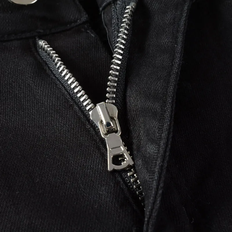 High Street Fashion Men Jeans Black Punk Trousers Elastic Slim Fit Ripped Jeans Men Patched Designer Hip Hop Brand Pants Hombre