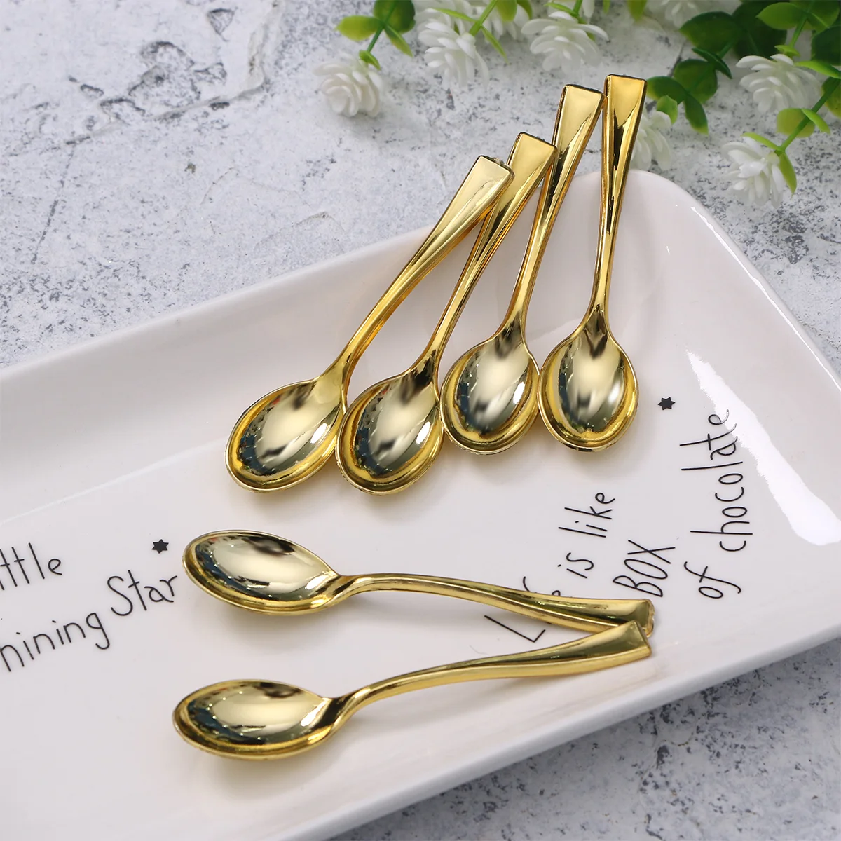 

Spoons Spoon Mini Gold Ice Cream Dessert Set Yogurt Desserts Tasting Taster Scoop Pudding Appetizer Cake Party Cucharas