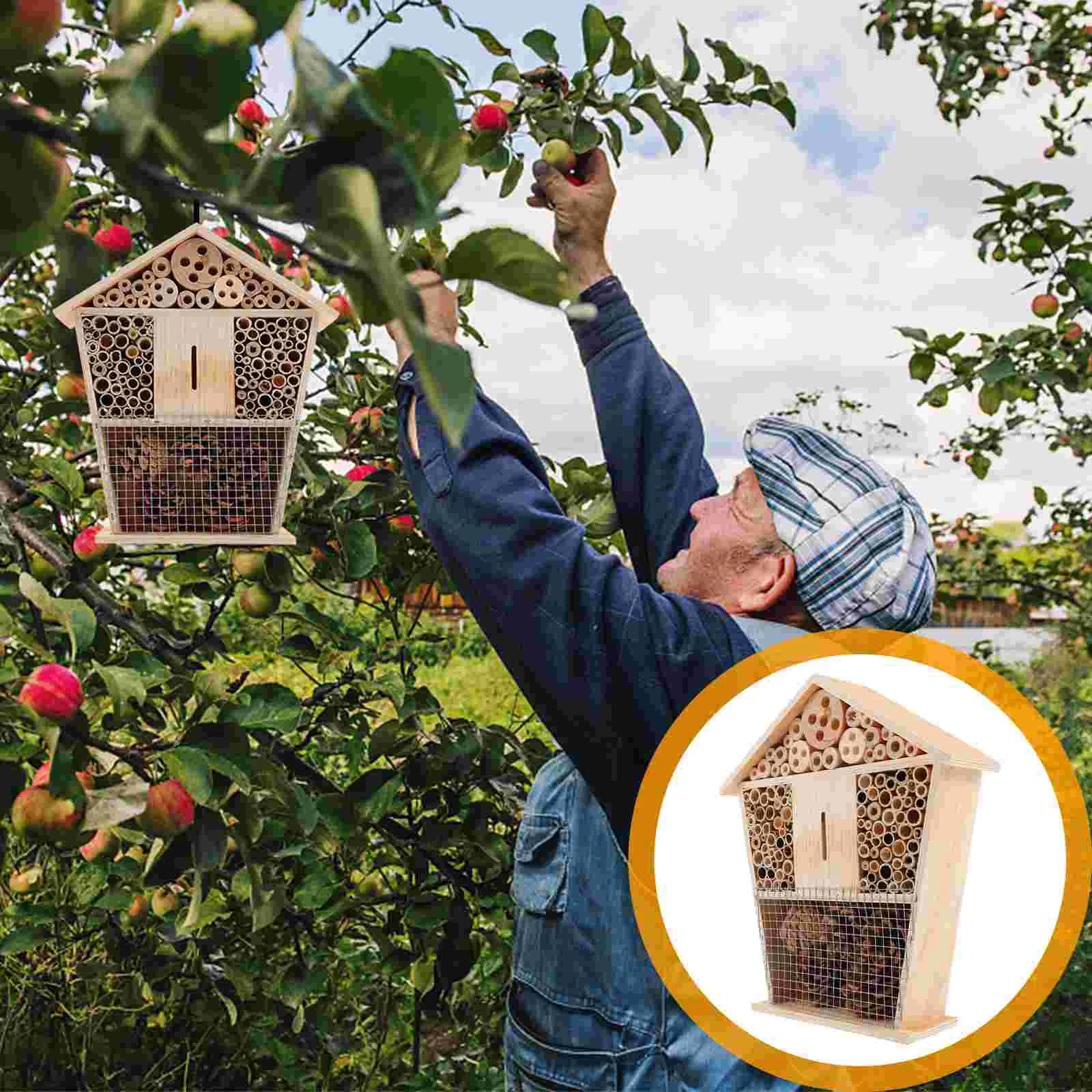 

Wooden Beehive Carpenter House Hotel Bees Wall-mounted Honey Garden Supplies Houses The Gifts Lovers Hives