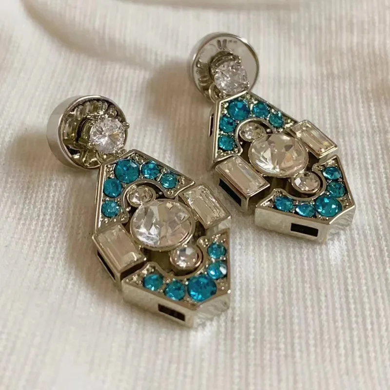 Французские призматические бирюзовые серьги-гвоздики мисс Миу 24 в стиле