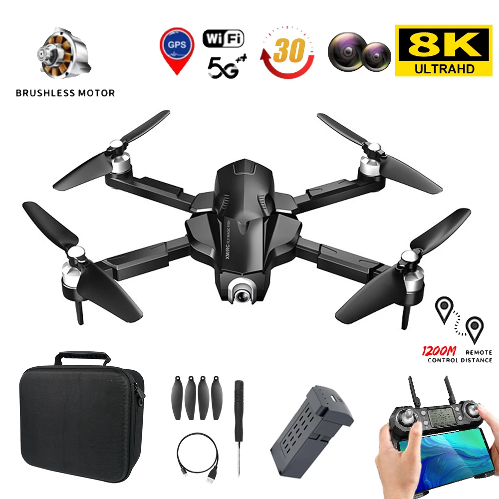 2022 New M8 Drone GPS Profesional Drones Quadcopter with 4K Double Camera FPV Dron Brushless Motor Foldable RC Toy Boy Gift