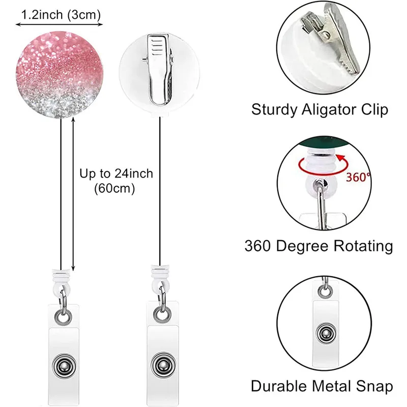 1pcs Retractable ID Badge Holder Nurse Badge Reels with Clip Name Card Holders for Office Worker Doctor Nurse