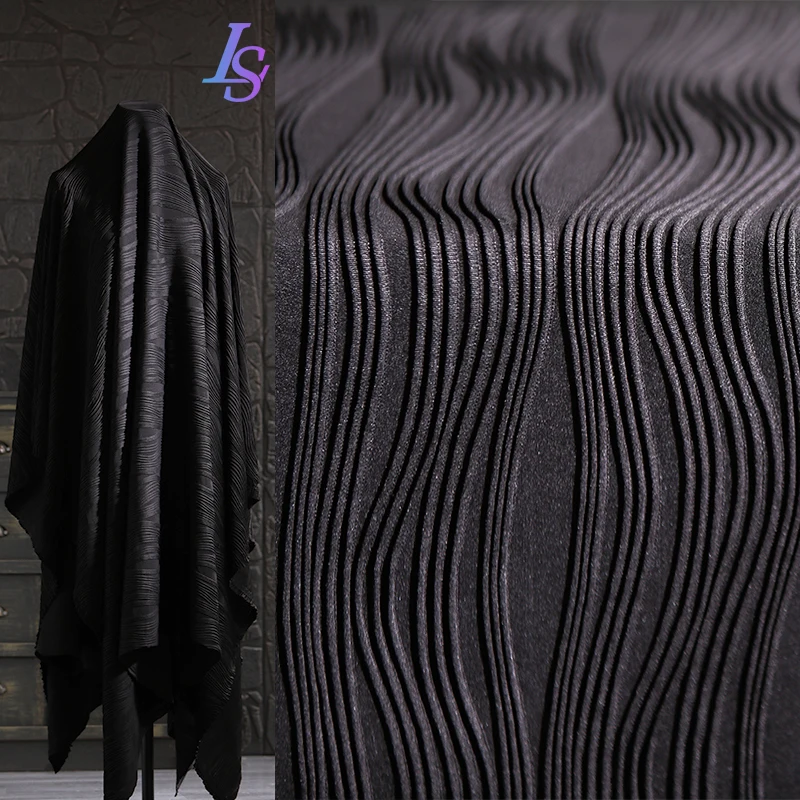 

Волнистая черная текстурная полоса, креативная модная дизайнерская ткань, ткань для шитья своими руками
