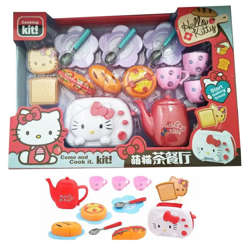 

Kawaii Hello Kitty игровой домик, игрушки, искусственная утварь, столовые приборы, гамбургер, детский игровой домик, инструменты, Детская ролевая игра, игрушка