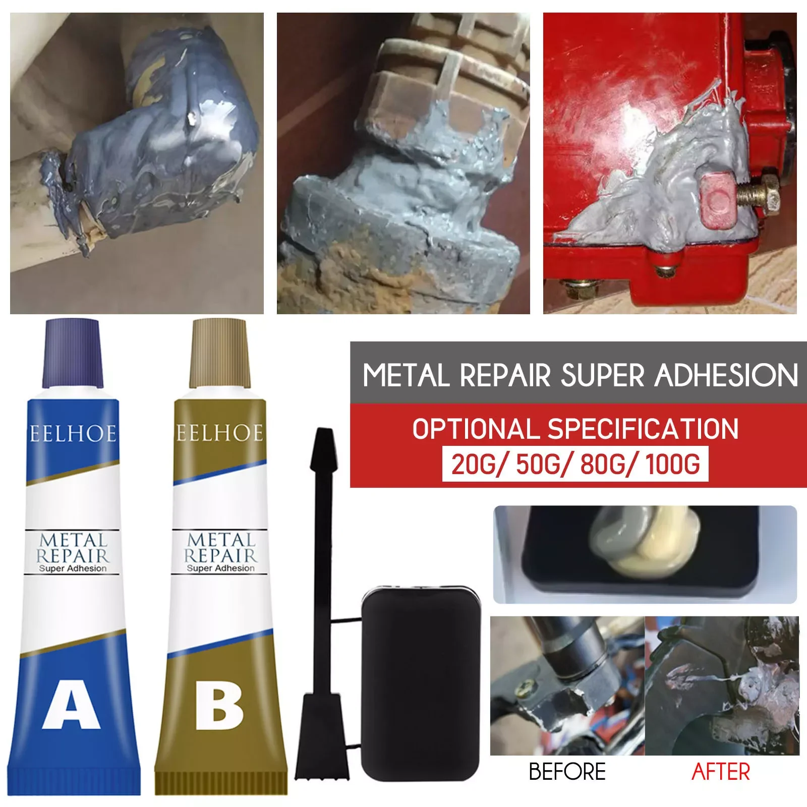 

Metal Repairing Adhesive Super Glue High Temperature Resistant Quick-drying Waterproof Welding Glue Iron Steel Casting Agent