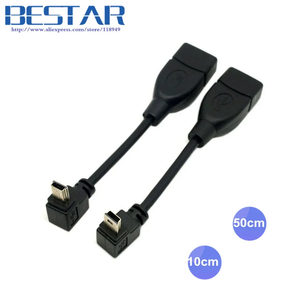 Фото 2 шт., 90 градусов вверх и вниз, угловой мини-USB типа B к USB, женский OTG-кабель 10 см, 25 см, 0,1 м, 0,25 м для планшета №2