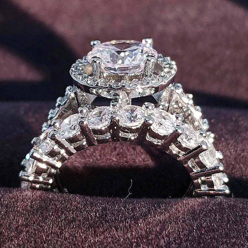 Набор обручальных колец для невесты серебристого цвета обручальное кольцо