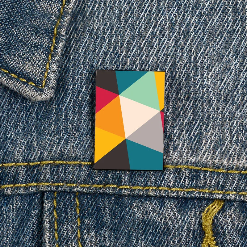 

Fashion Triangles Printed Pin Custom Funny vintage Brooches Shirt Lapel teacher Bag Cute Badge Cartoon pins for Lover Girl
