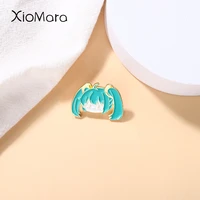 kawaii blue hair girl enamel pin lovely anime badges on clothes lapel pins women brooch jewelry accessories gifts for fans