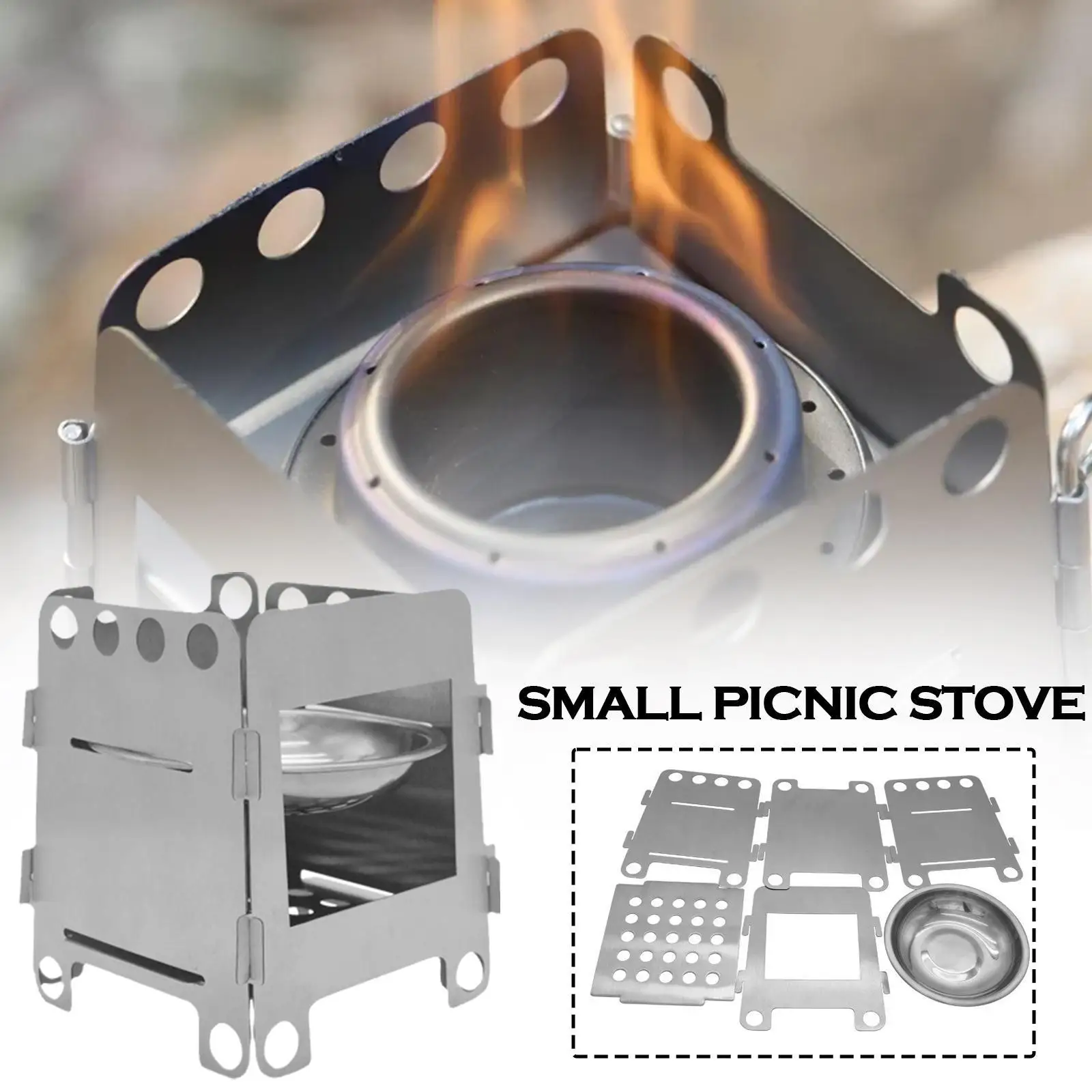 

Portable Titanium Stove Lightweight Folding Wood Stove Pocket Stove With Mini Alcohol Stove For Outdoor Camping Picnic W6Z8