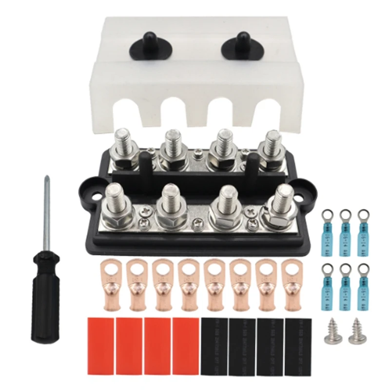 

M10busbar Box Board Double Row 4-Terminal Circuit Current Busbar Cable Box Power Box Replacement Parts For RV Yacht Car