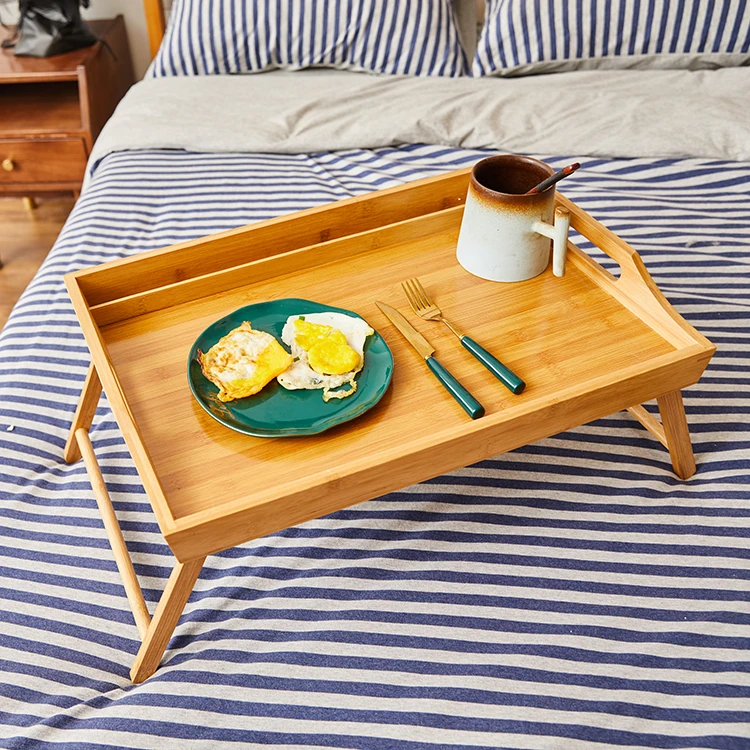 Бамбуковая кожа со складными ножками сервировочный портативный ноутбук поднос