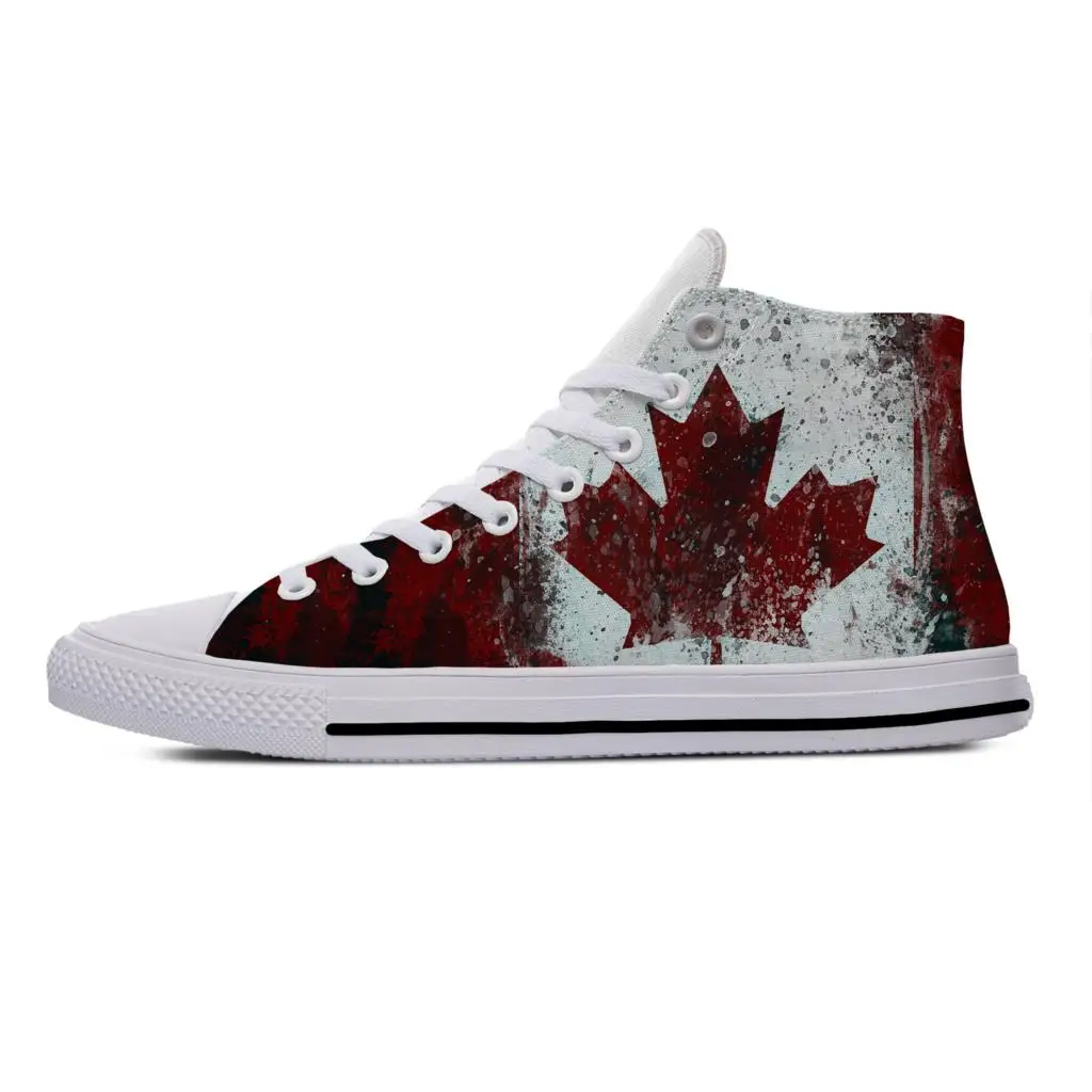 

Кроссовки мужские/женские из легкой ткани, забавная модная повседневная обувь с канадским флагом, красным кленовым принтом, высокие дышащие кеды с 3D принтом