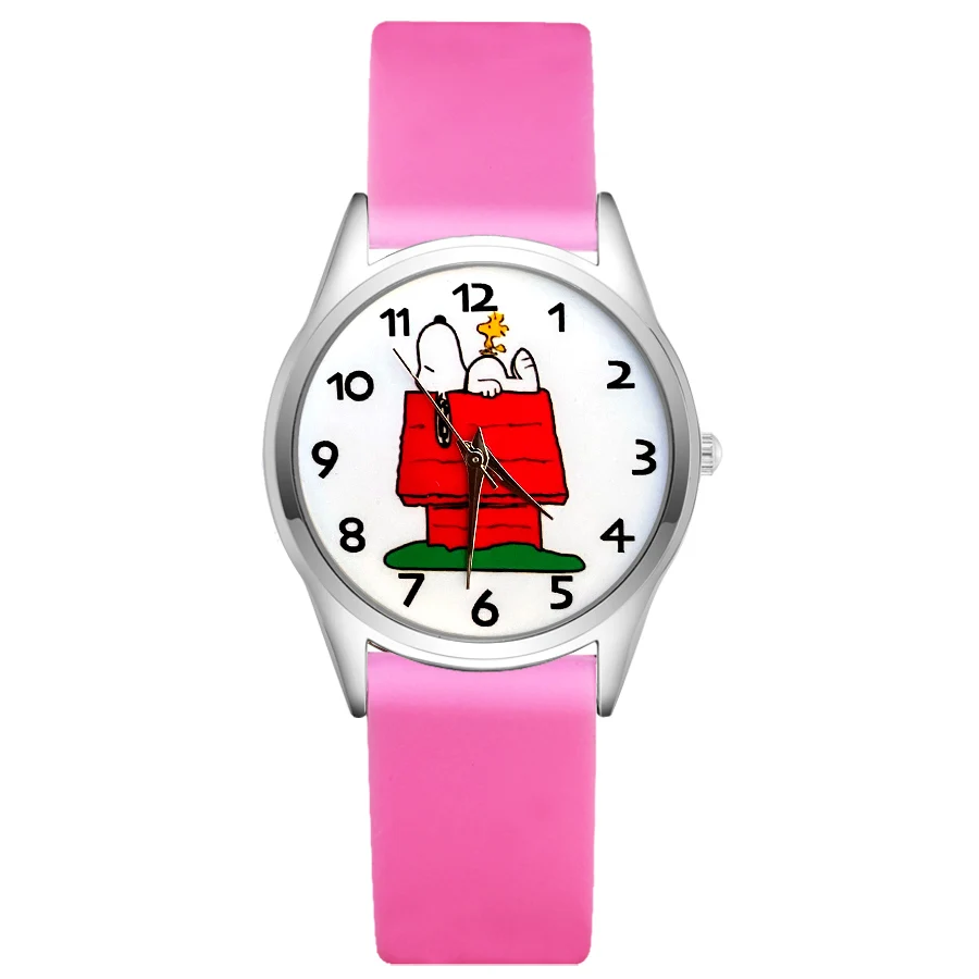 Children's Wrist Watches Cute Cartoon Dog Style Women Student Boy Girl Leather Silicone Strap Quartz Clock JC144