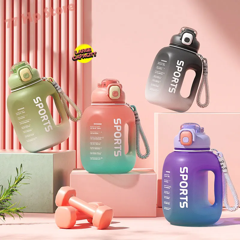 

1.7L Sports Water Bottle With Straw Men Women Fitness Water Bottle BPA Free Plastic Large Capacity Water Bottle With Time Scale