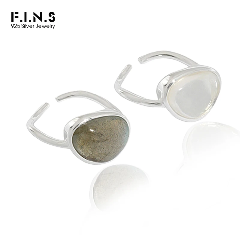 Женское кольцо из серебра женский в Корейском стиле пробы с лунным камнем F.I.N.S