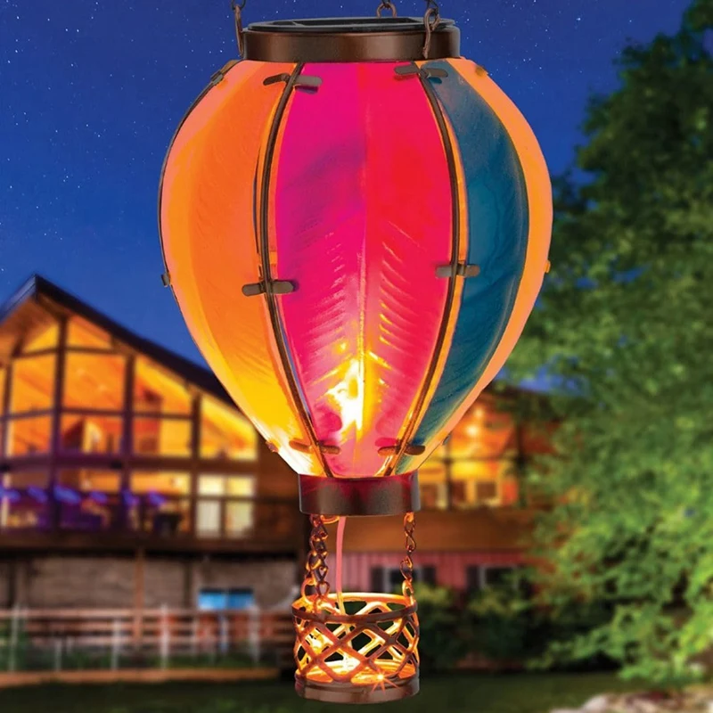 

Hot Air Balloon Solar Lantern Solar Hanging Lights Outdoor Solar Lantern With Flickering Flame Light, Waterproof For Garden Yard