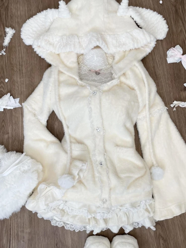 Новинка зимы 2024 куртка с капюшоном абрикосового цвета в корейском стиле +