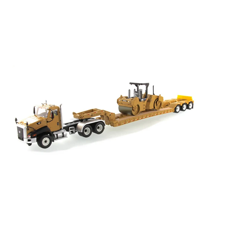 

Diecast 1:50 Scale CAT CT660 Flatbed 3-axis Alloy Trailer Tractor CB-534D Road Roller Model Collection Souvenir Ornaments