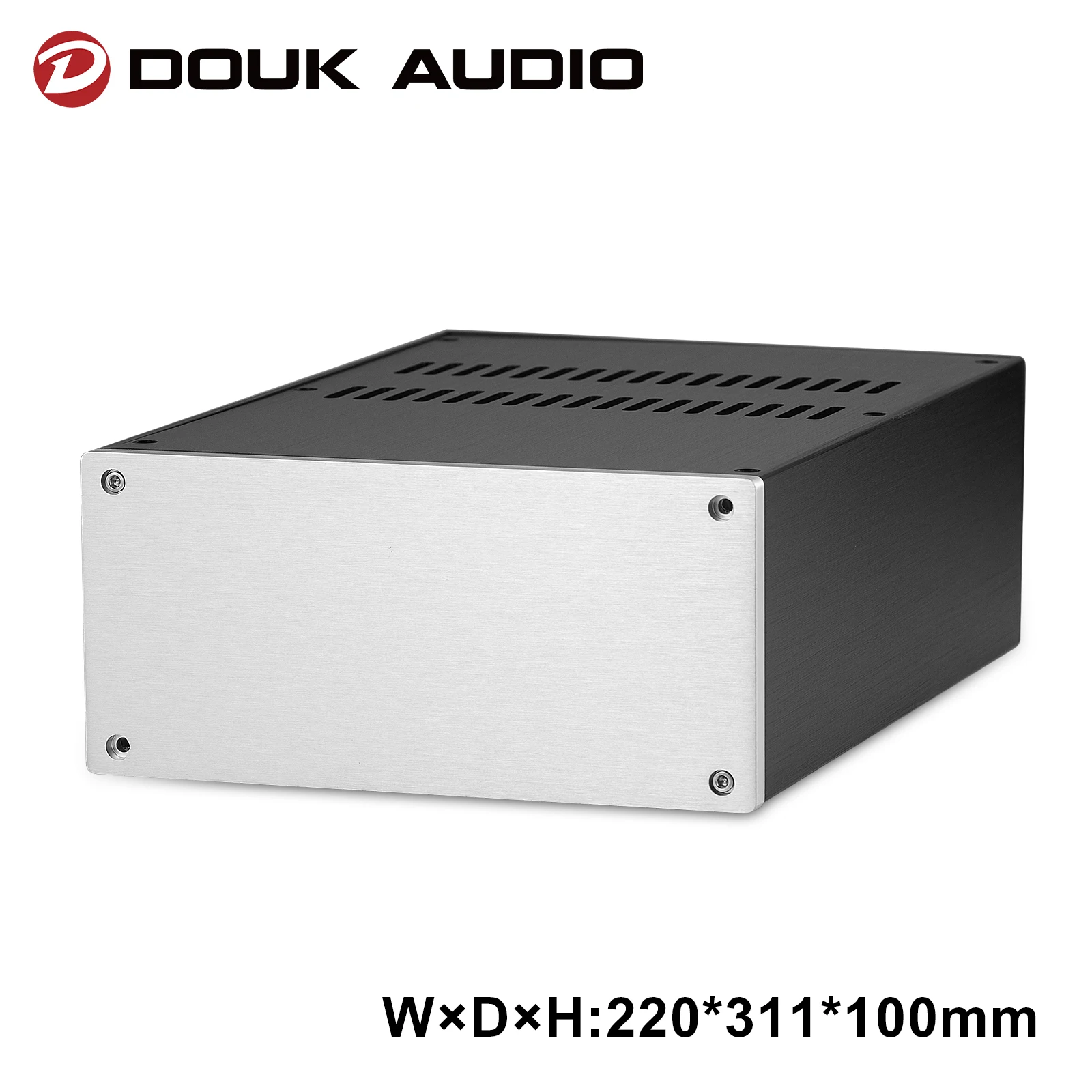 Алюминиевый корпус Douk Audio HiFi для усилителя мощности DIY чехол металлический чехол (W220 × D311 × h100мм)