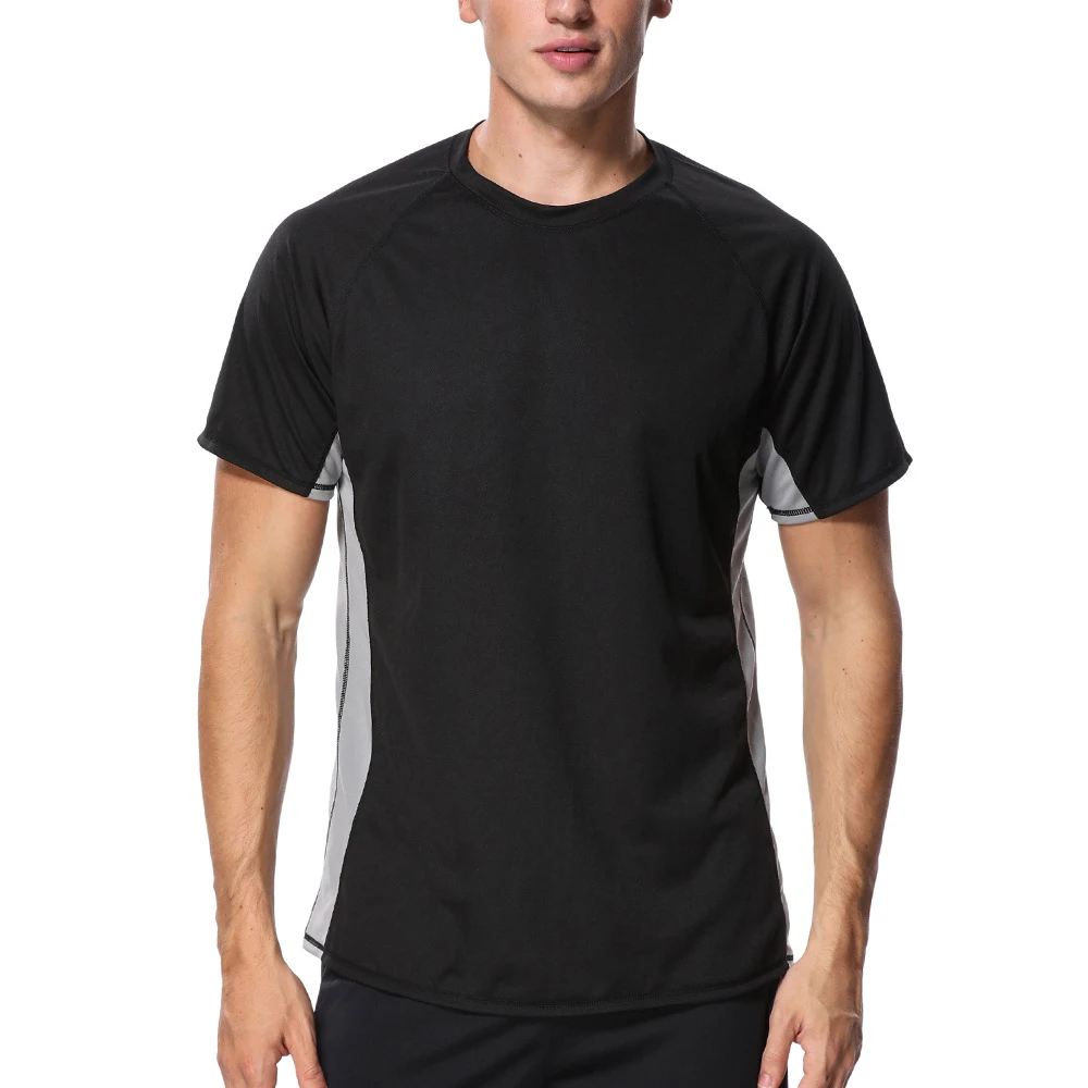 2022 Men's Solid Color Split Short Sleeve Surf Tops UV Protection Beach Swimwear Quick Dry Water Sports Snorkeling Surfwear Tops