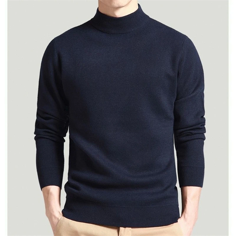 M-4XL Men's Autumn Winter Solid Color Half-turtleneck Sweater Slim Young Men Leggings Sweater Korean Version Men's Clothing