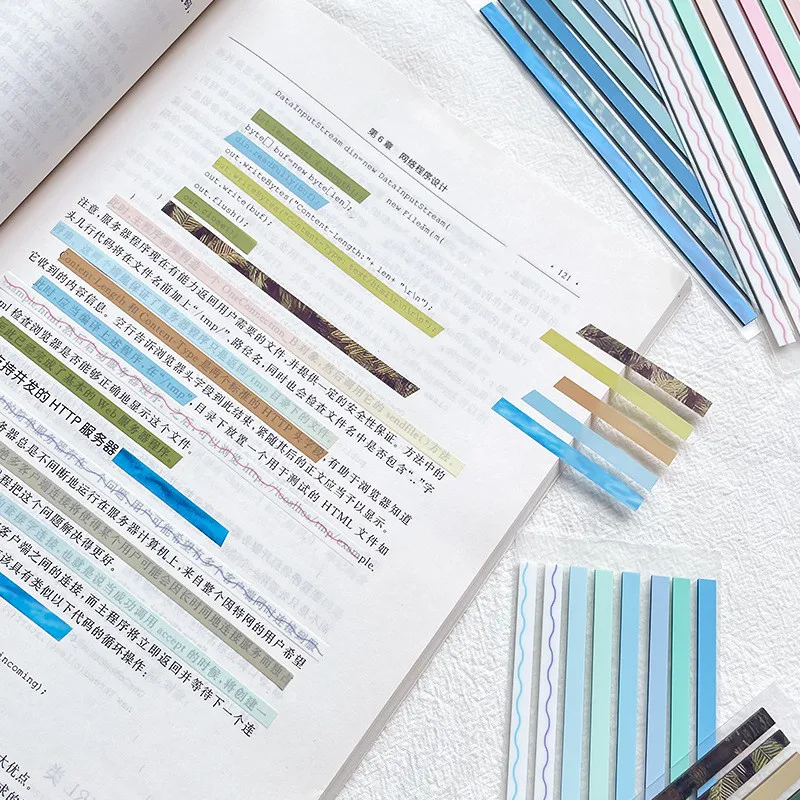 

160 Sheet Simplicity Sticky Note European Style Slender Index Sticky Note PET Translucent Visiable Waterproof Sticky Notes