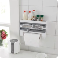 creative kitchen fresh keeping film storage rack multifunctional aluminum foil barbecue paper towel rack with cutter kitchenaid