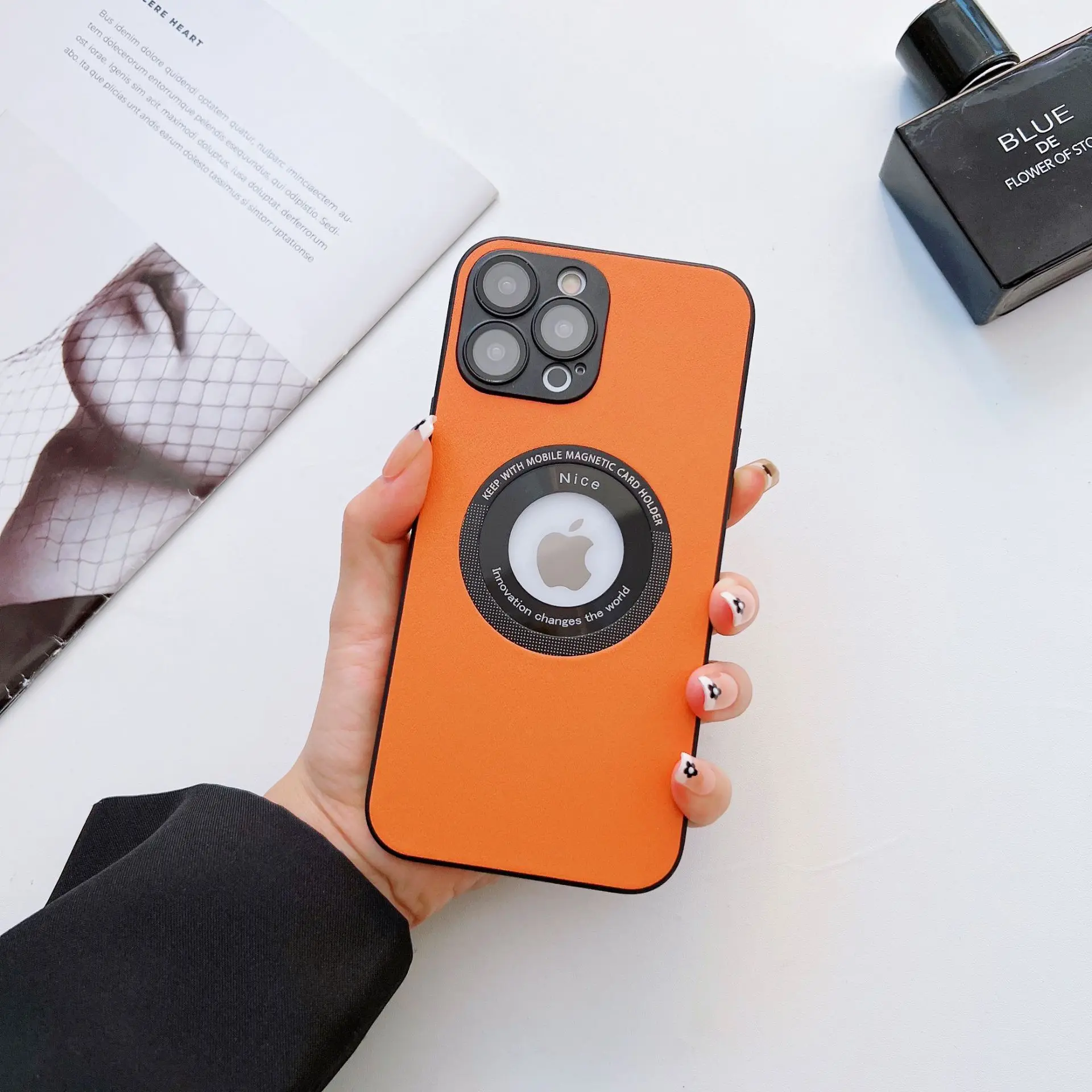 

Case for iphone14 13 12 promax Plus Magnetic Hollow Logo Phone Case for iPhone12pro Lens All-Inclusive Magnetic Protective Cover