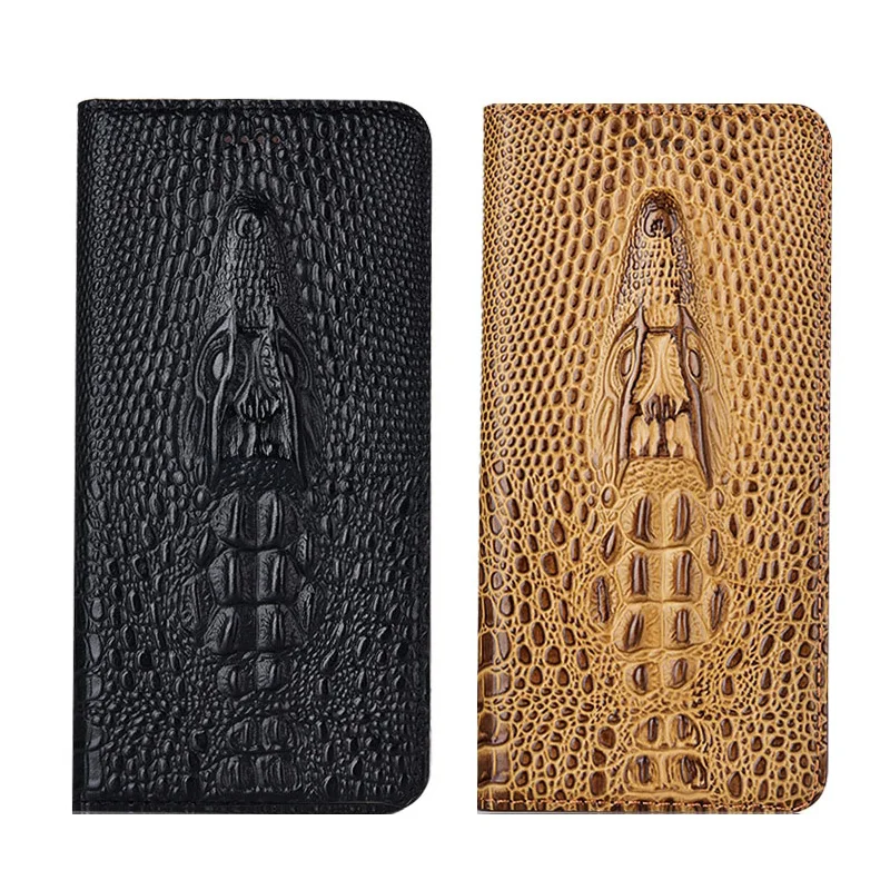 

Luxury Genuine Leather Case For Vivo Y70s Y72 Y73 Y73s Y70 Y70T Crocodile Head Flip Cover Card Pocket Wallet Kickstand