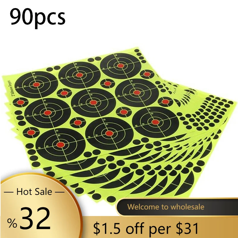 

90pcs 3 Inch Targets Reactive Splatter Paper Target For Archery Targeting For Outdoor Short/Long Distance Shooting Accessories