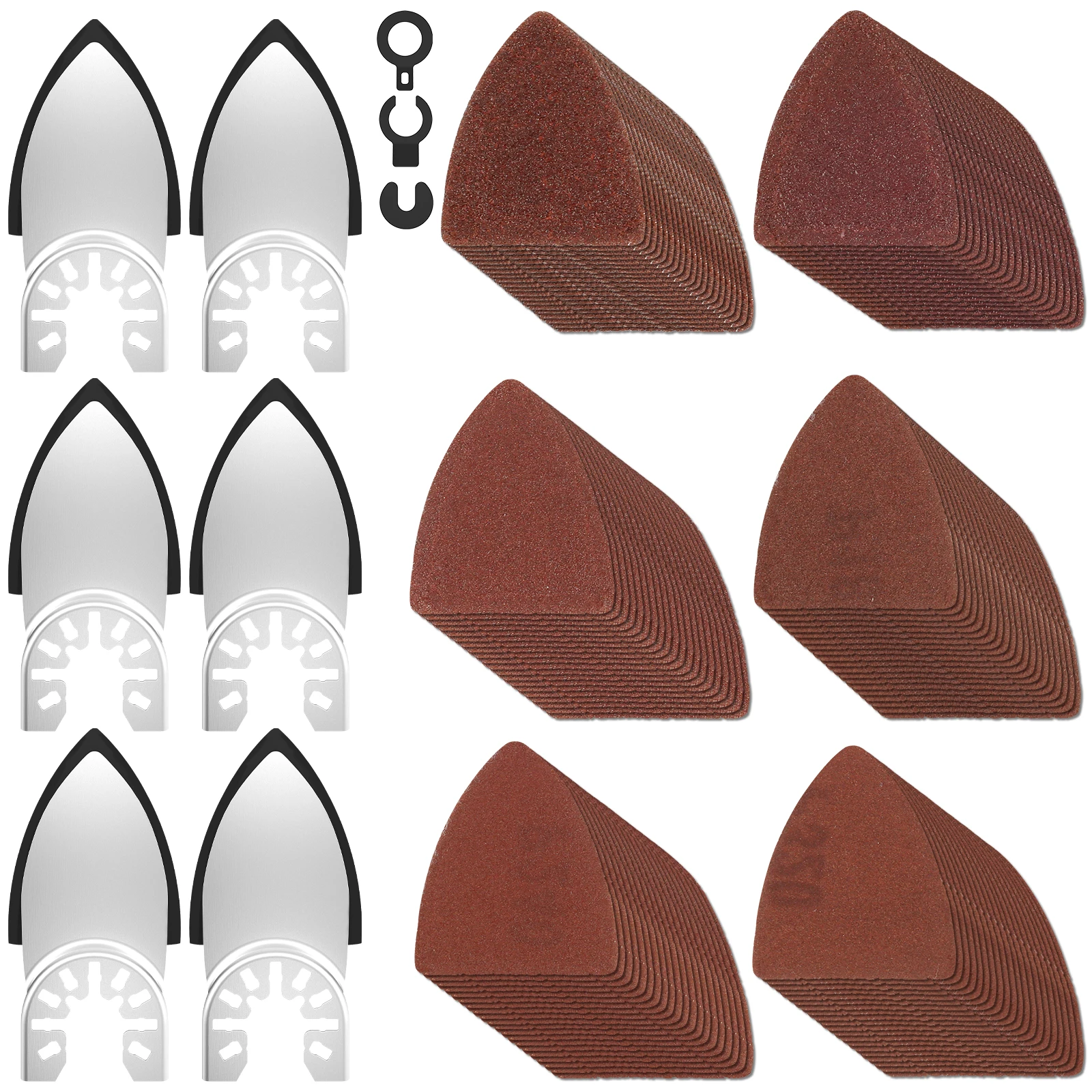 

129Pcs Oscillating Tool Detail Sanding Pads Kit Universal Finger Sanding Pads 60-320 Grit Triangle Finger Sandpaper Set