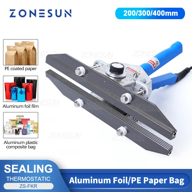 

ZONESUN FKR200/300/400 Direct-heat Plier Portable Impulse Heat Sealing Machin Composite Aluminum Foil Pouch Foil Bag Sealer