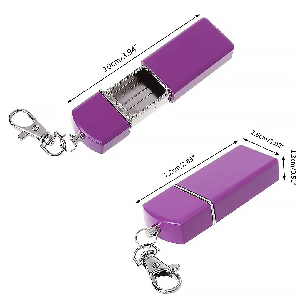 

Portable Ash Tray Drawout Type Metal Frame Outdoor Traveling Camping Mini Ashtray with Keychain Purple