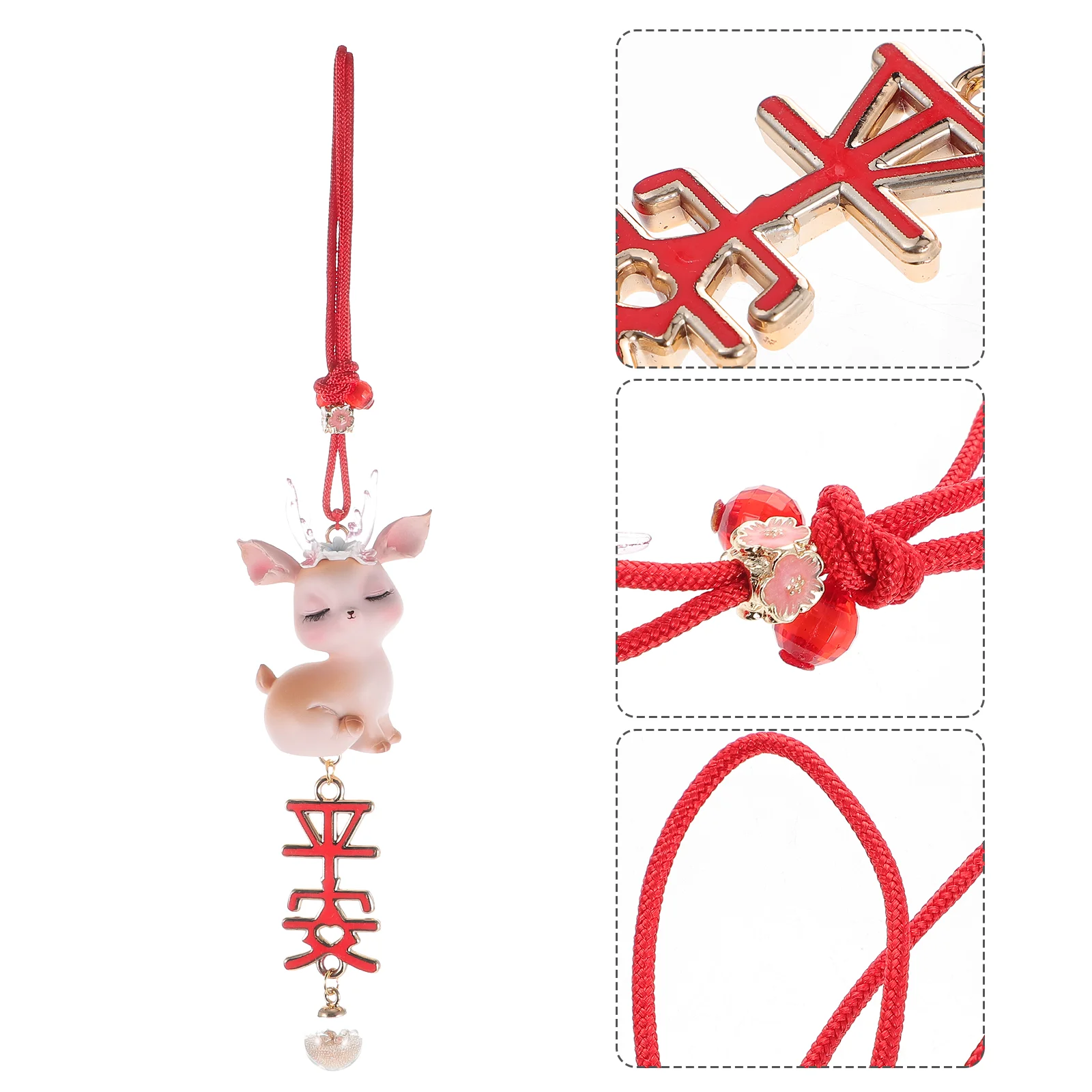 

Car Ornament Mirror Hanging Pendant Fengshui Animalrearview Decor Deer Shui Reindeer Lucky Statue Feng Figurine Door Hanger