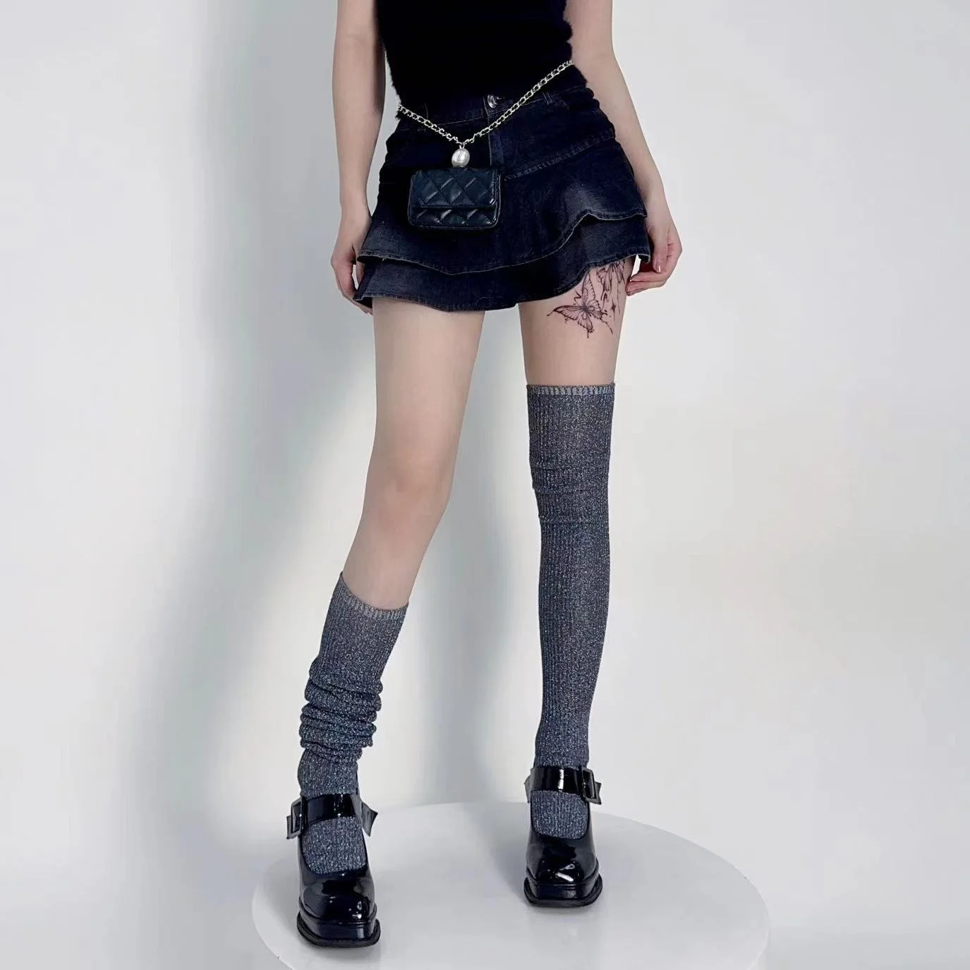 

SP & CITY, золотистые и Серебристые шелковые гольфы в студенческом стиле, женские блестящие длинные носки для студентов, дышащие милые чулки в стиле "Лолита"