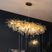 modern crystal chandelier luxury golden branch crystal chandelier living room hotel lobby island decoration light