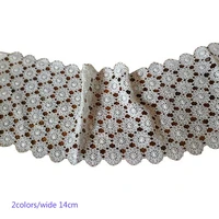 14cm wide hot cotton white embroidered flower lace fabric dubai sewing diy trim wedding applique ribbon collar guipure decor