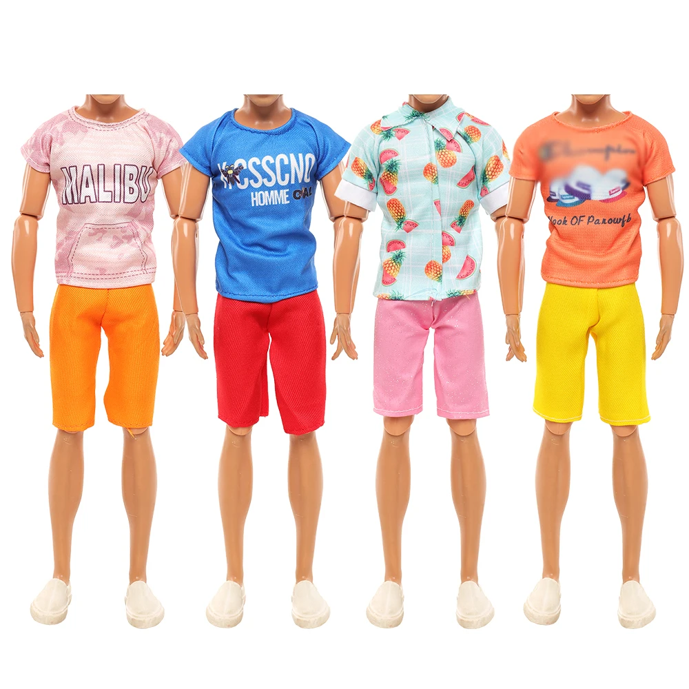 

Fashion 8 Pieces/set Ken Doll Clothes Daily Outwear 4 Tops +4 Shorts Dolls Casual Wear Clothes for Barbie Ken Birthday Gift