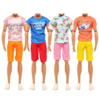 fashion 8 piecesset ken doll clothes daily outwear 4 tops 4 shorts dolls casual wear clothes for barbie ken birthday gift