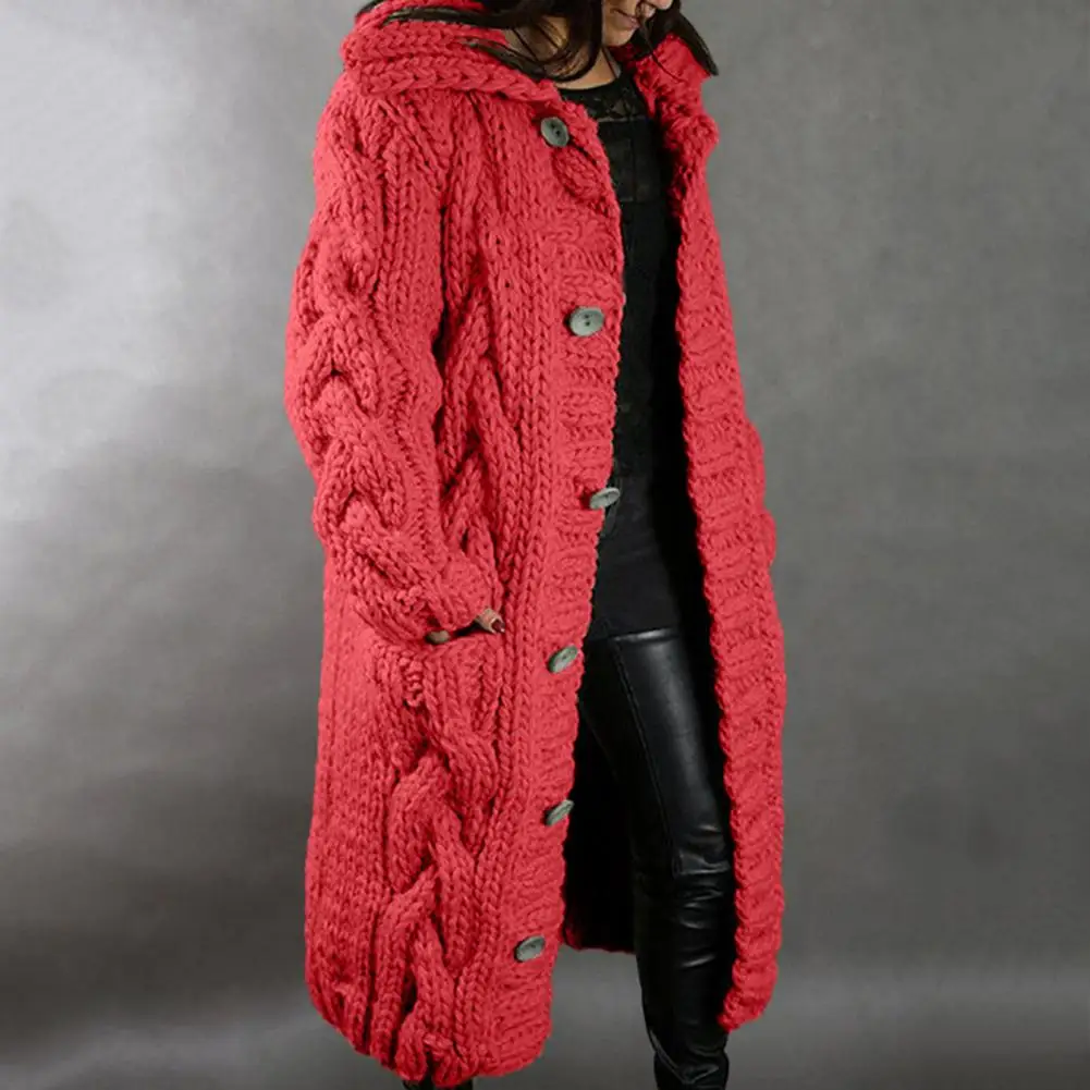 

Женский однобортный трикотажный кардиган, вязаный кардиган с отложным воротником и длинными рукавами, с карманами, Осень-зима 2022