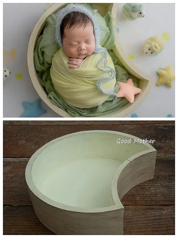 Baby Props Newborn Photography Accessories Vintage Wooden Basket Studios Shoot Props Wood Bucket Infant Photo Shooting Sofa Bed