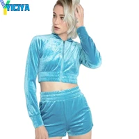 yiciya velvet shorts tracksuit women sweatsuits for women track suit tops spring velour suit sweatsuit womens sport suits ootd
