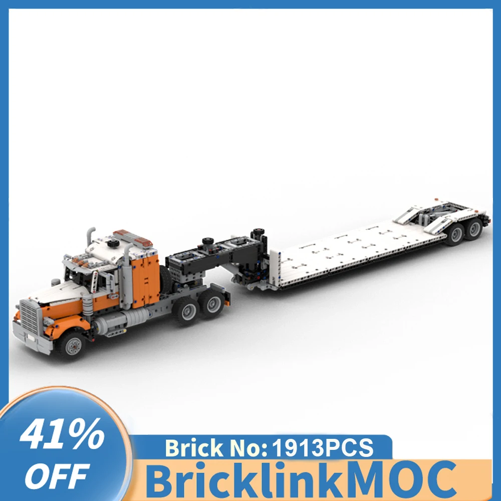 

1913PCS Engineering Container Tractor Heavy Duty Truck and Gooseneck Trailer creative ideas Toy gift technology Blocks MOC-42078