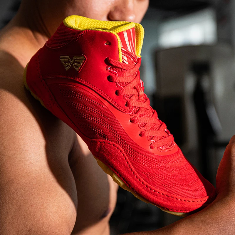 Professional Men High-top Wrestling Shoes Boxing Fighting Training Boots Outdoor Sports Breathable Wearable Sneakers
